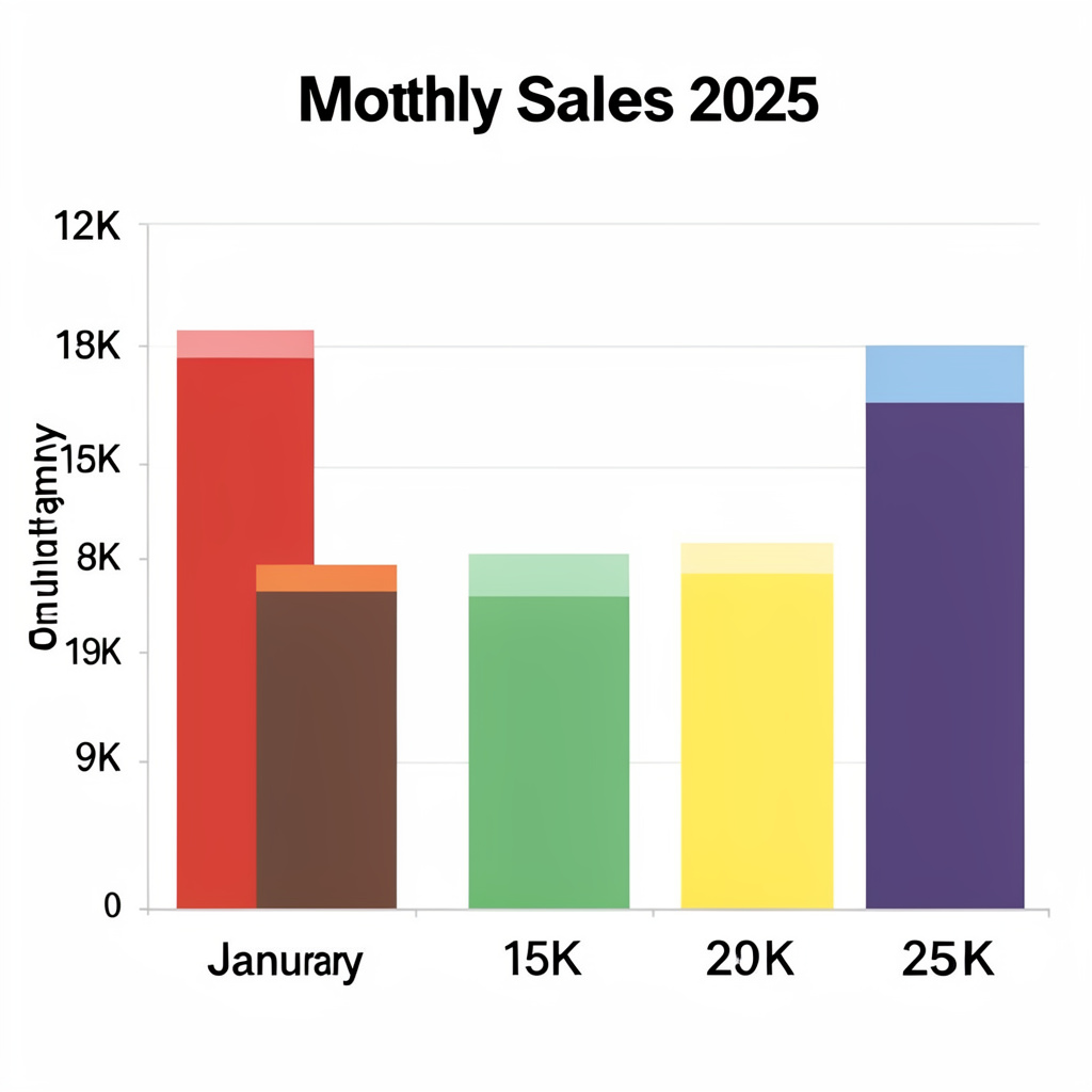 A bar chart showing monthly sales for January through June w