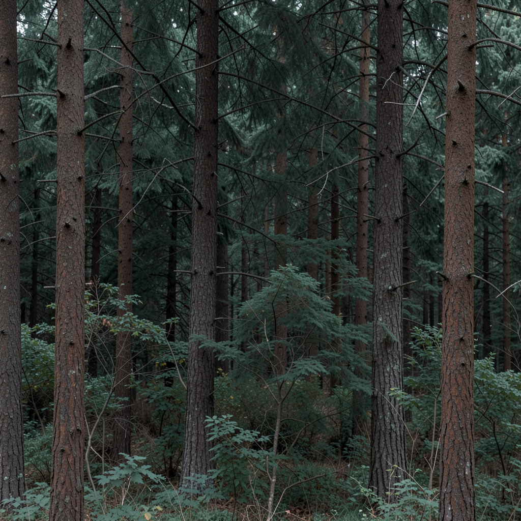 A forest scene where the foliage is precisely #2D5F2D (dark 