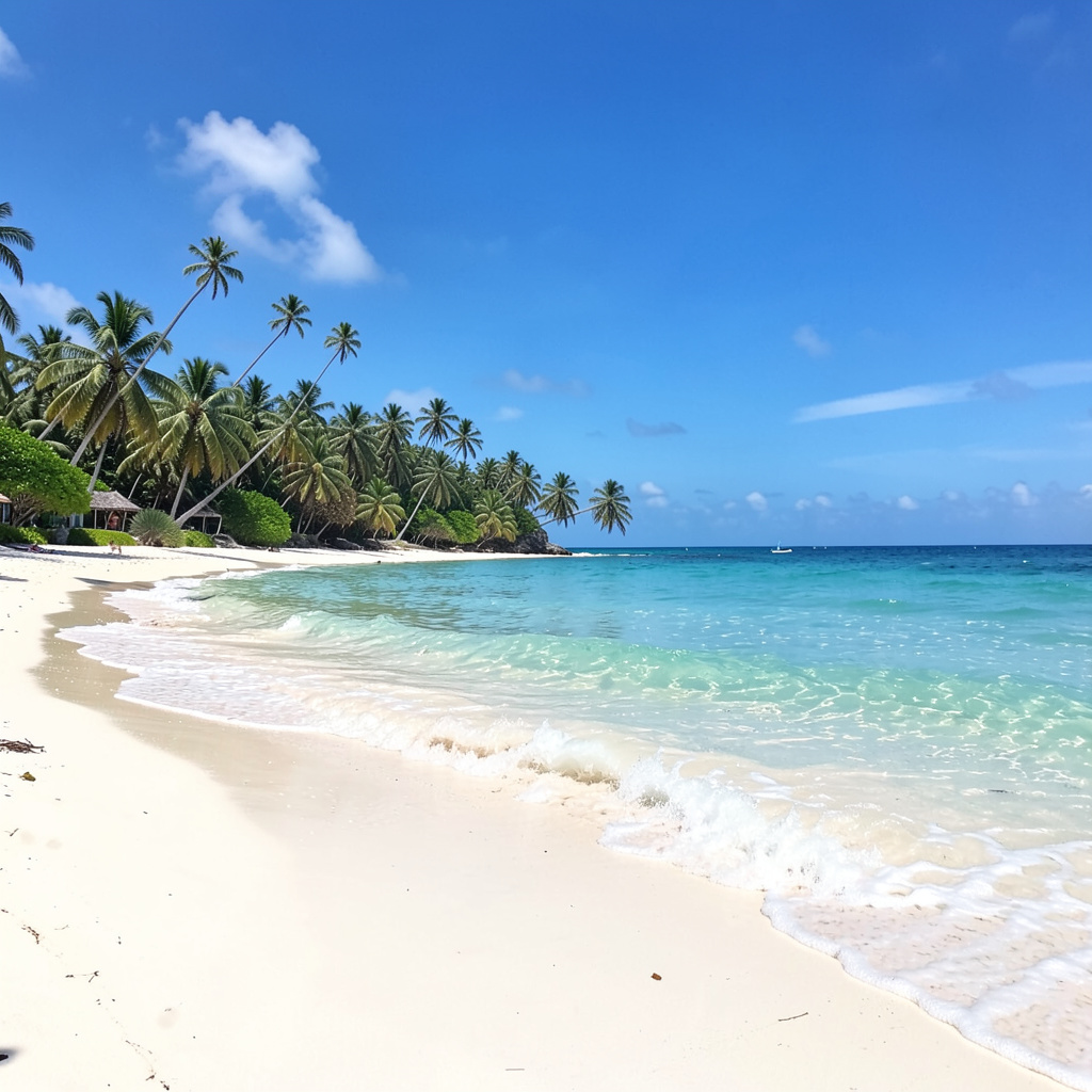 A tropical beach scene with no people