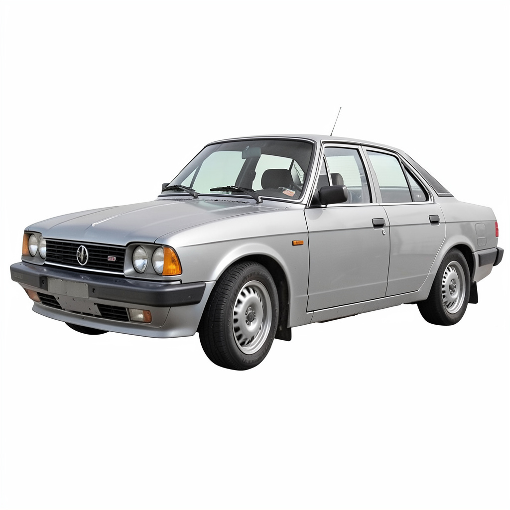 A car body with windows, doors, and headlights but no wheels
