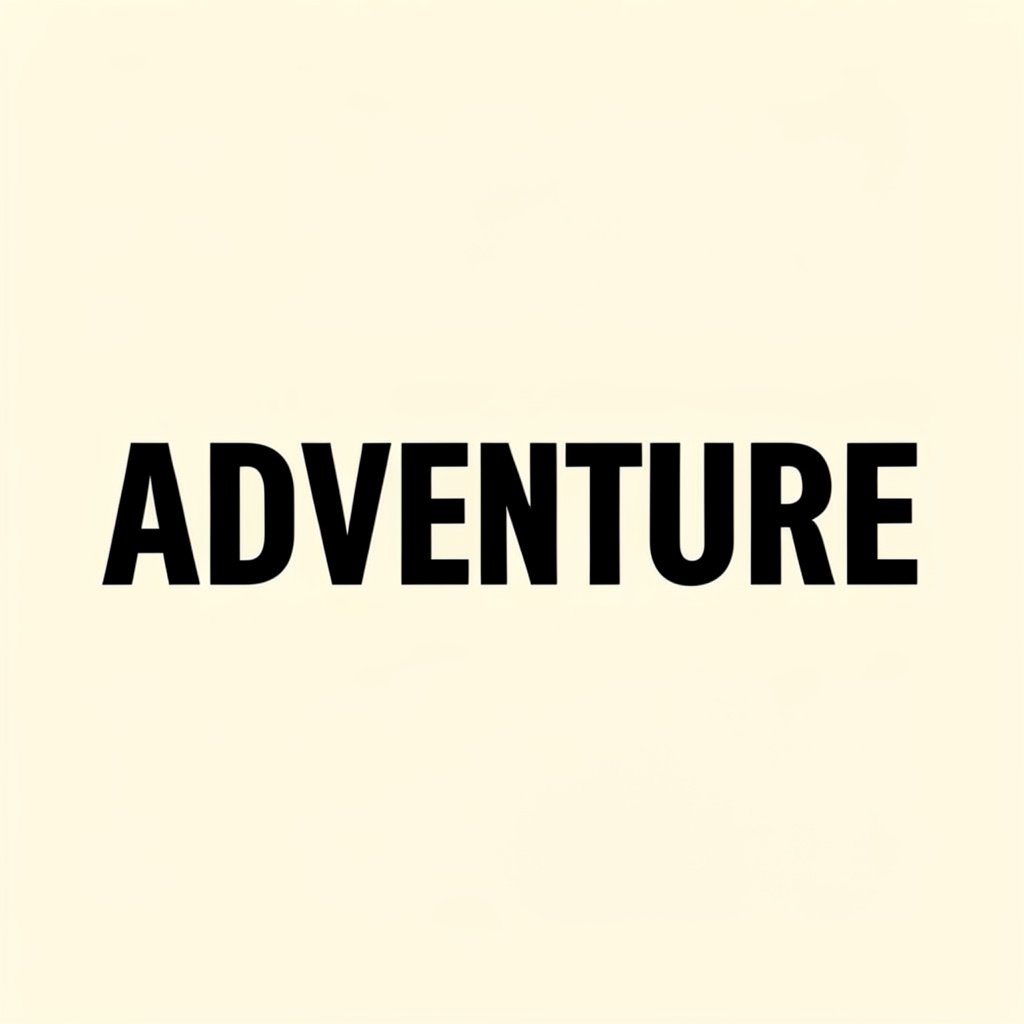 The word 'ADVENTURE' in big bold letters centered on a plain