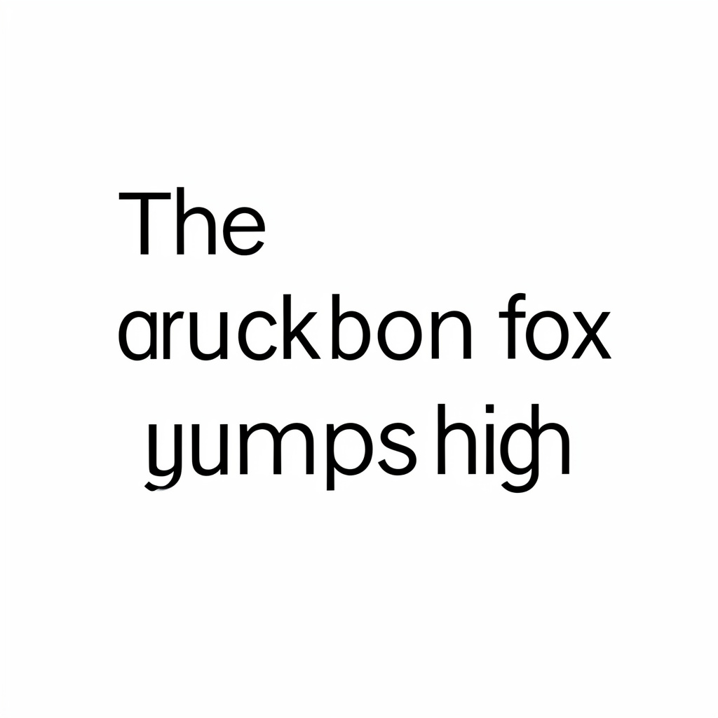 The sentence 'The quick brown fox jumps high' in clean black