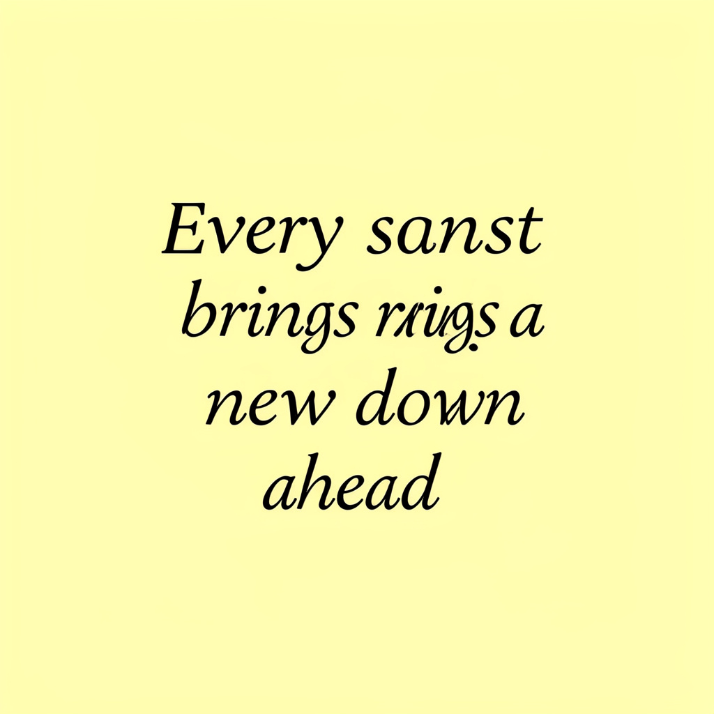 'Every sunset brings a new dawn ahead' written neatly on a p