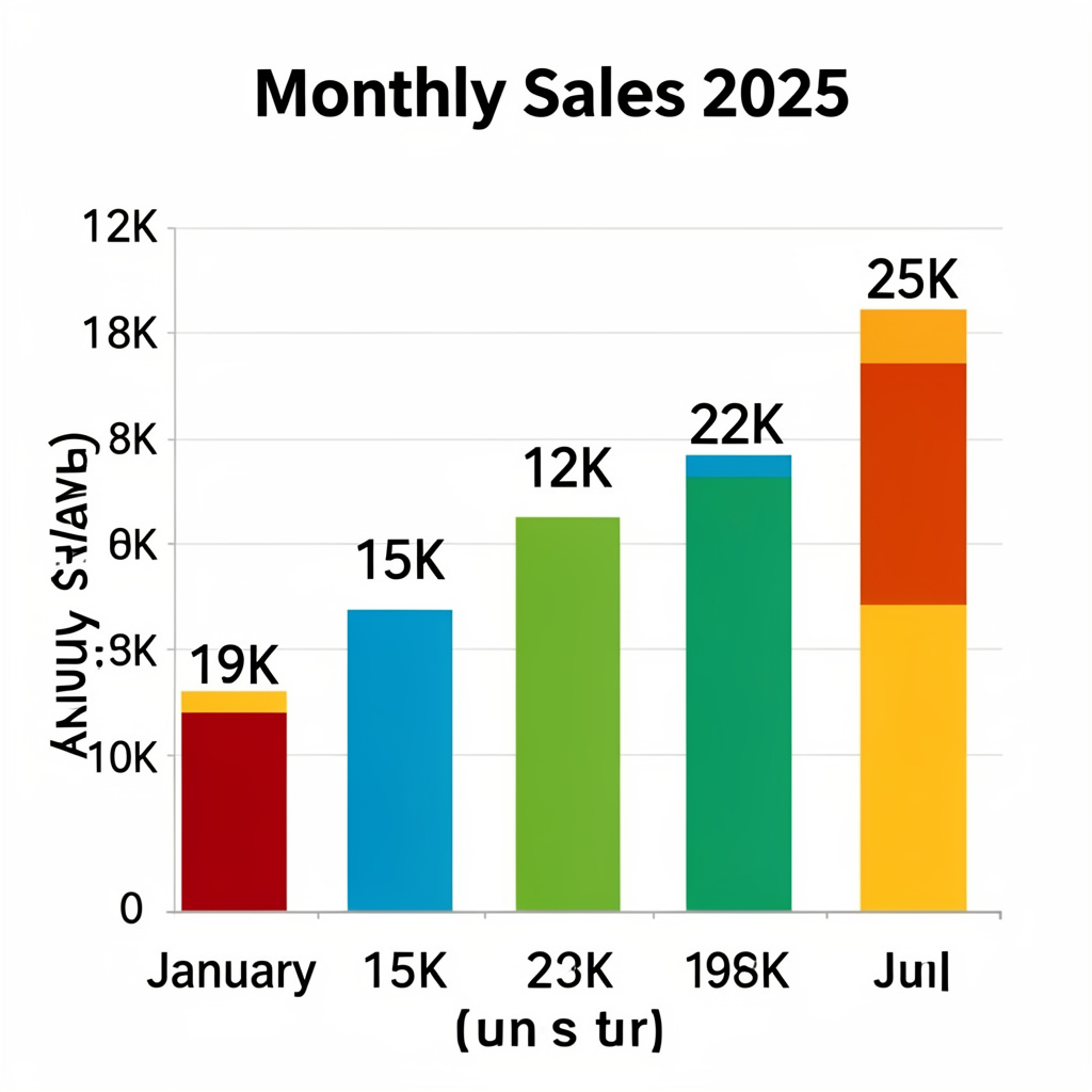 A bar chart showing monthly sales for January through June w
