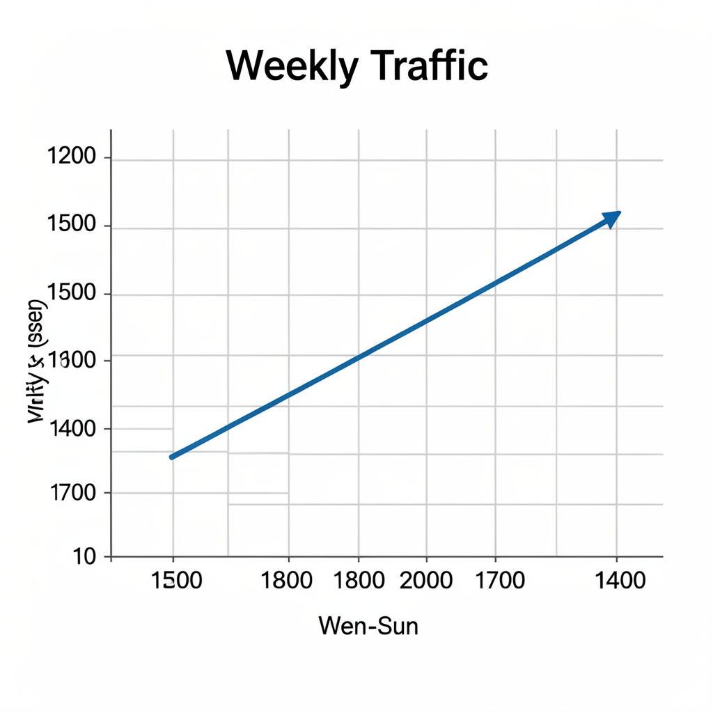 A simple line graph showing daily website visitors over one 
