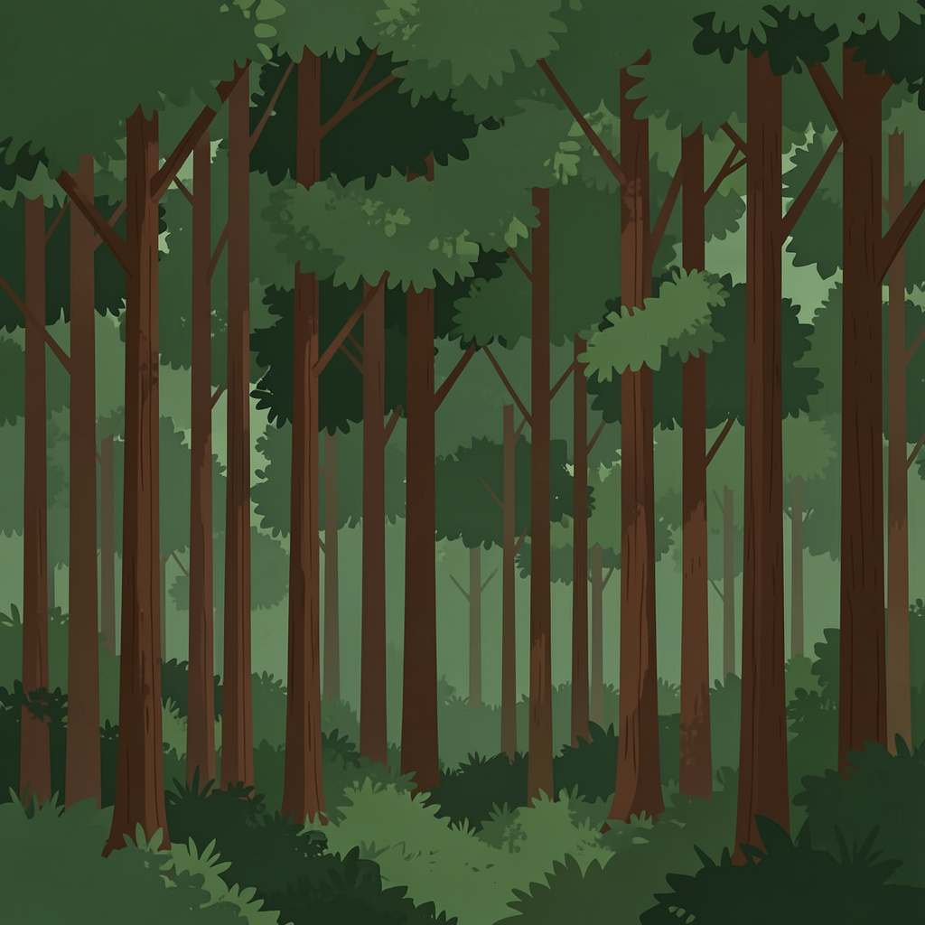 A forest scene where the foliage is precisely #2D5F2D (dark 