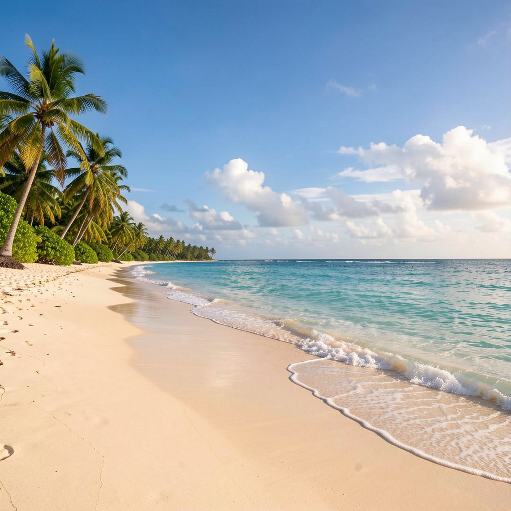 A tropical beach scene with no people