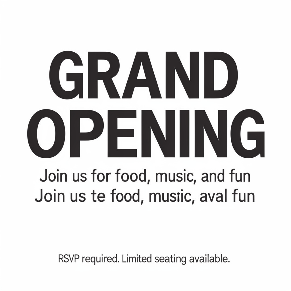 A flyer with large title 'GRAND OPENING', subtitle 'Join us 