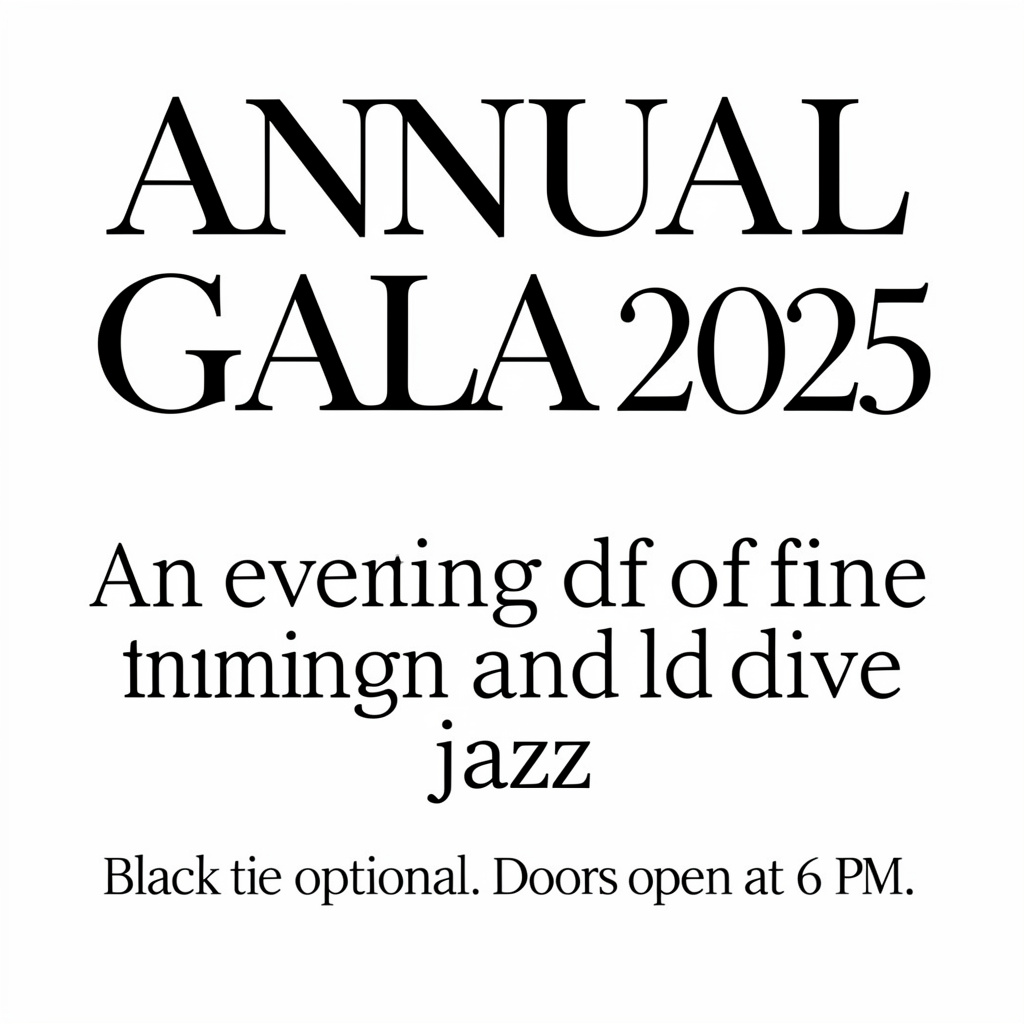 An event banner with headline 'ANNUAL GALA 2025' at the top 
