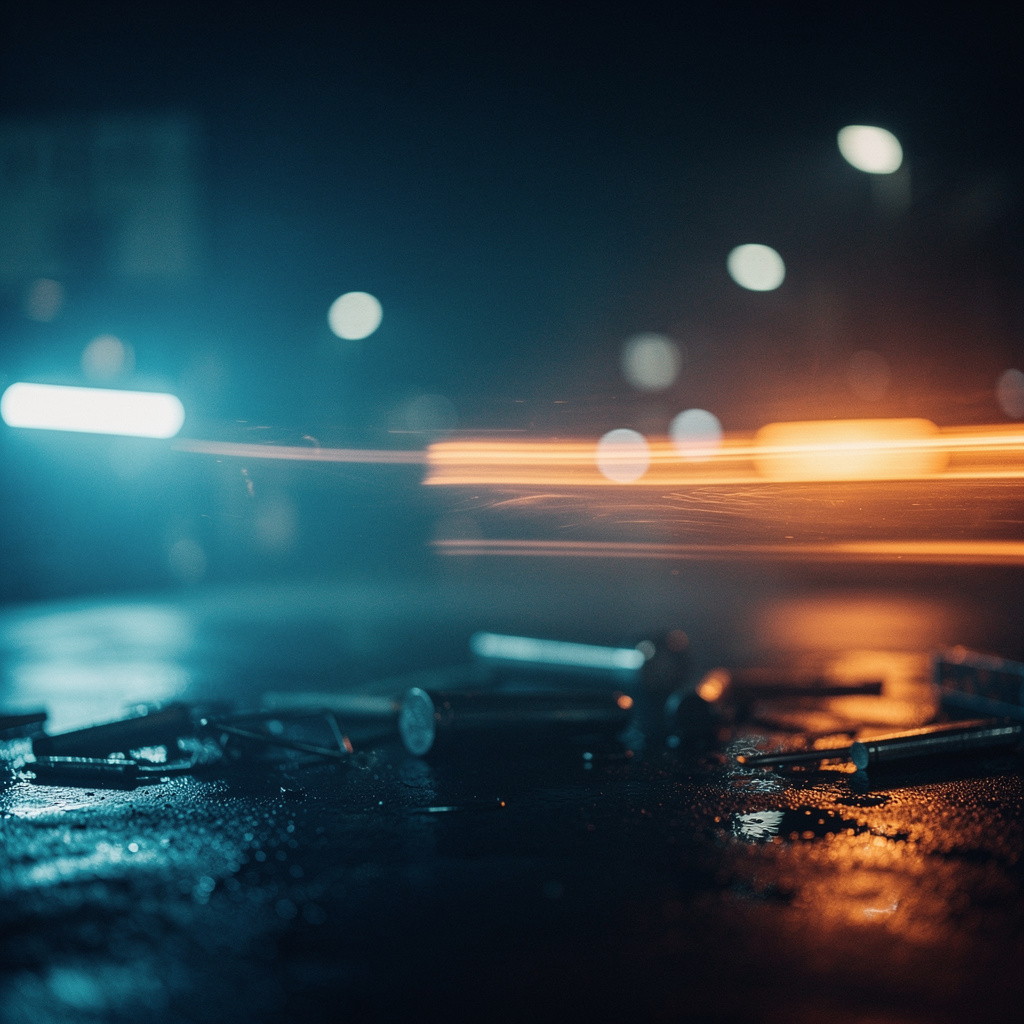 A cinematic frame with blue and orange anamorphic lens flare