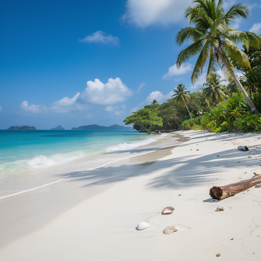 A tropical beach scene with no people