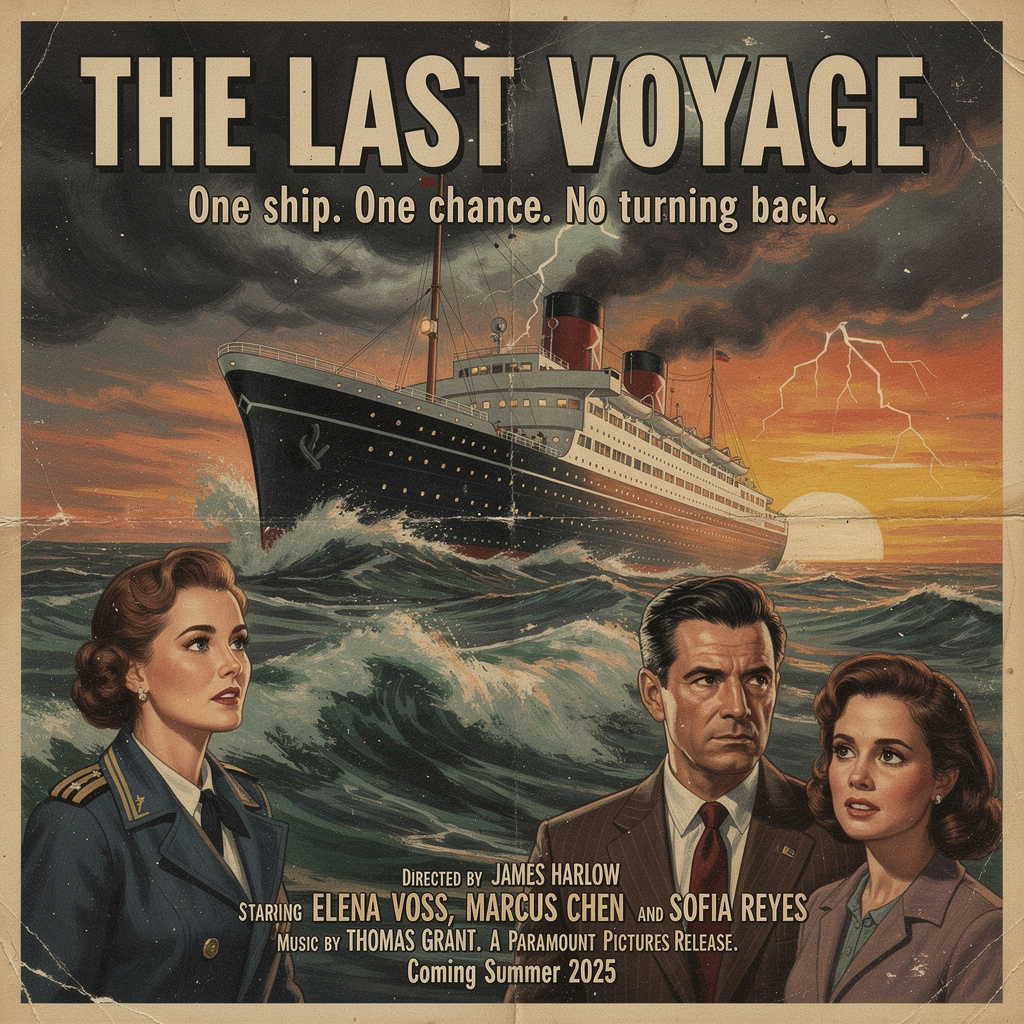 A vintage movie poster for 'THE LAST VOYAGE' featuring a tag