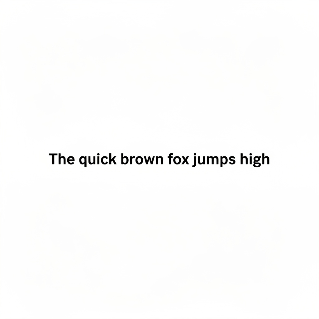 The sentence 'The quick brown fox jumps high' in clean black