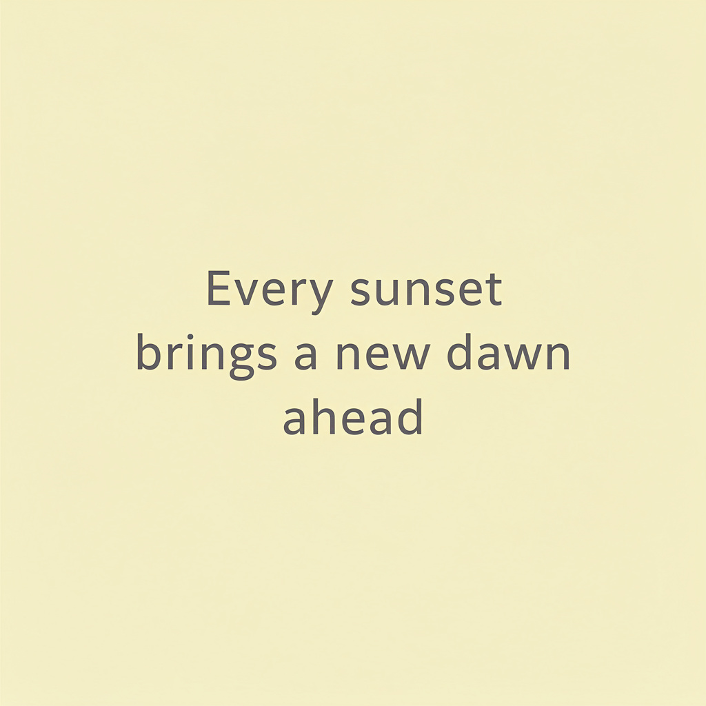 'Every sunset brings a new dawn ahead' written neatly on a p