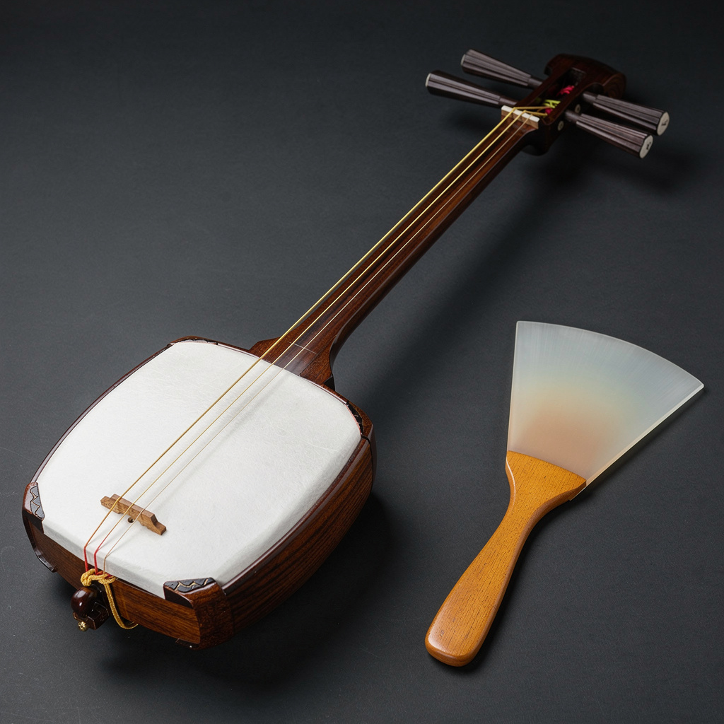 A traditional Japanese shamisen instrument with accurate thr