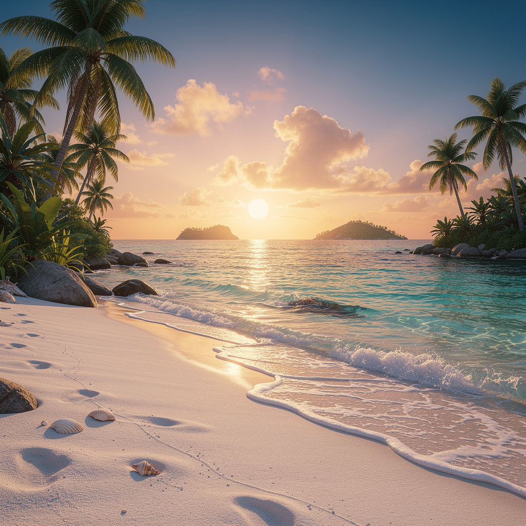 A tropical beach scene with no people