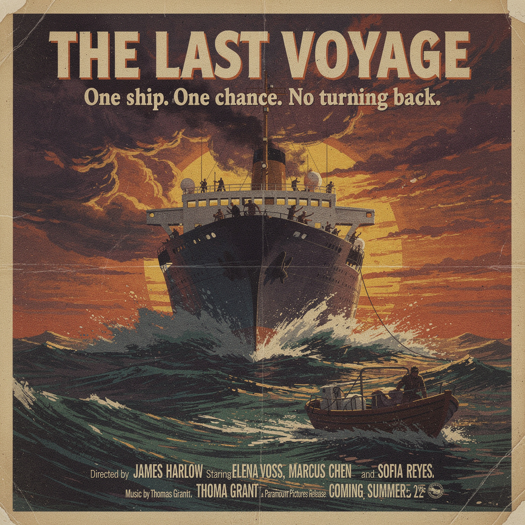 A vintage movie poster for 'THE LAST VOYAGE' featuring a tag