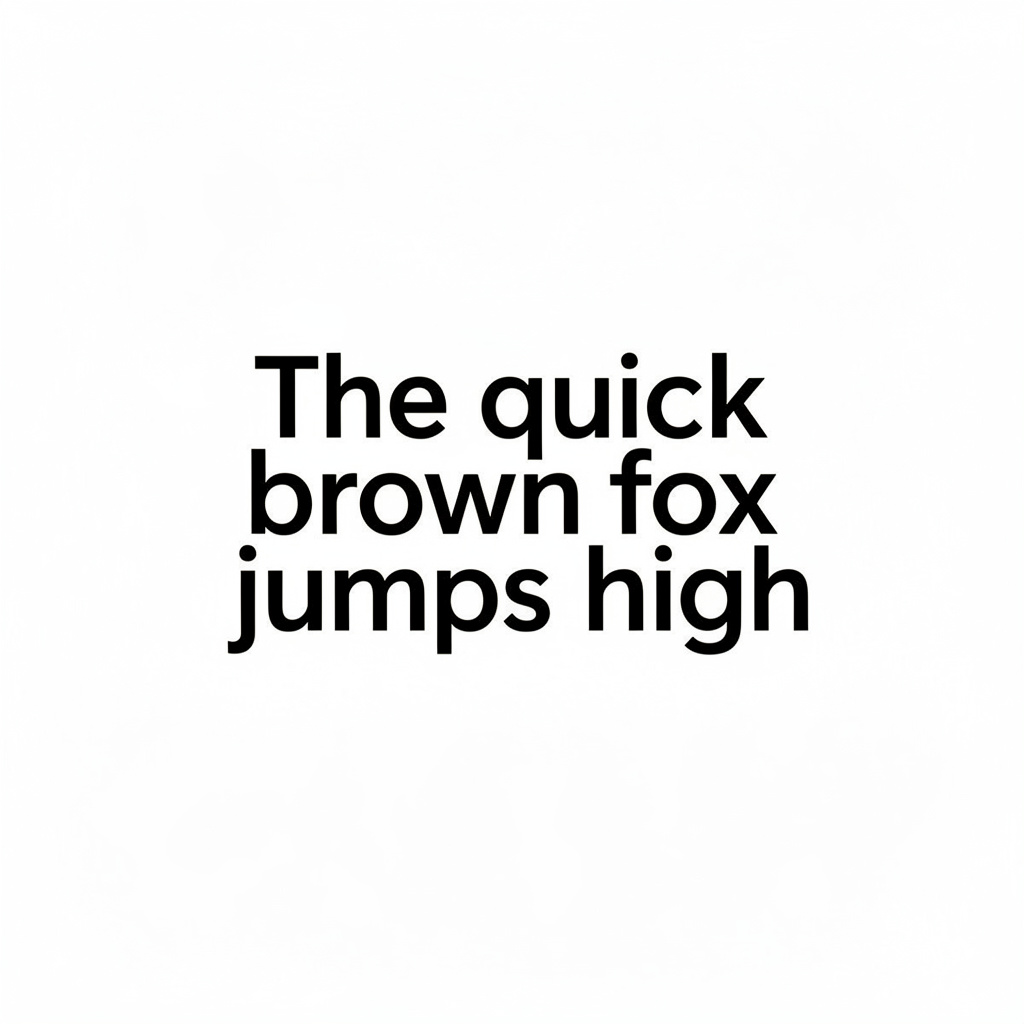 The sentence 'The quick brown fox jumps high' in clean black