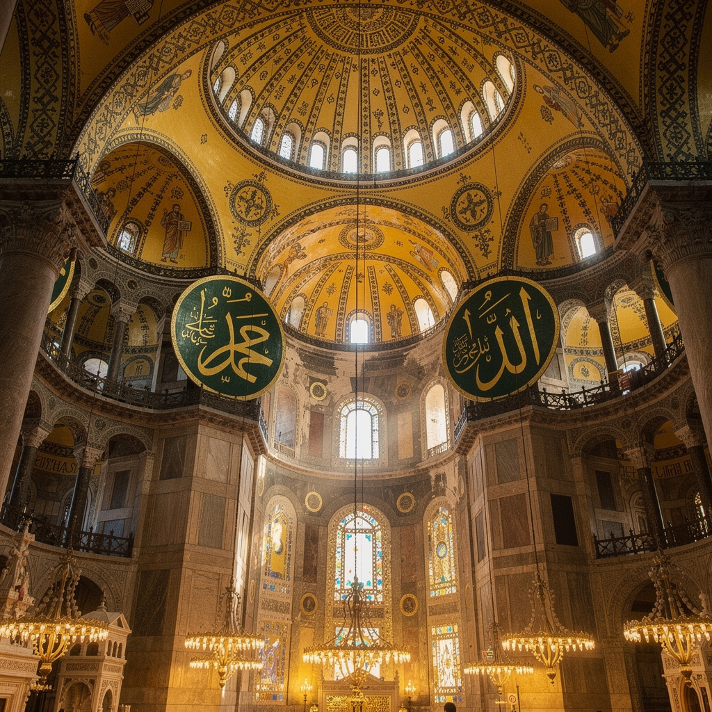The Hagia Sophia interior showing the massive central dome, 