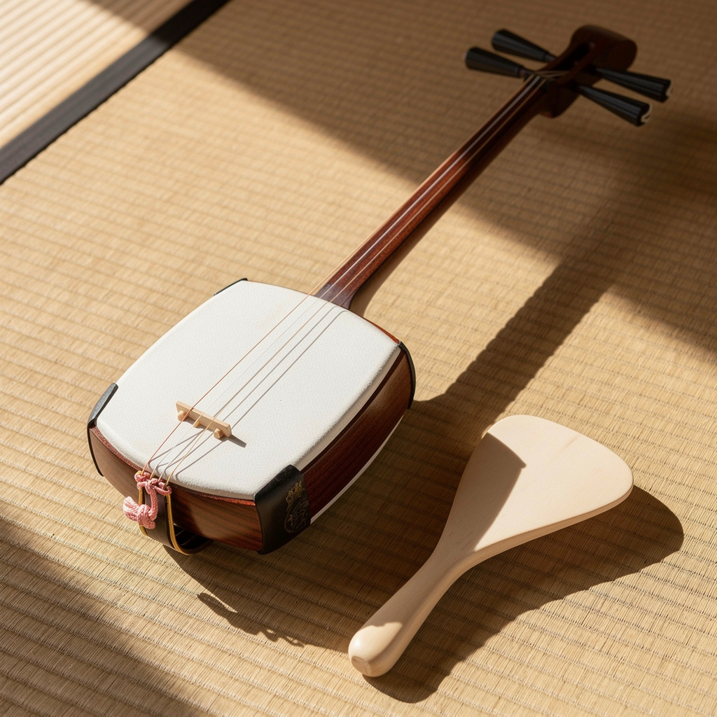 A traditional Japanese shamisen instrument with accurate thr