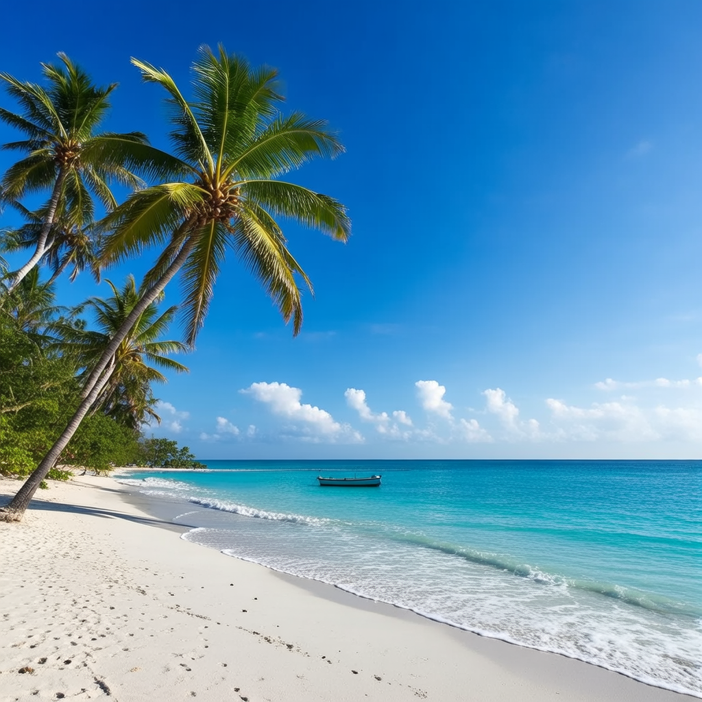 A tropical beach scene with no people