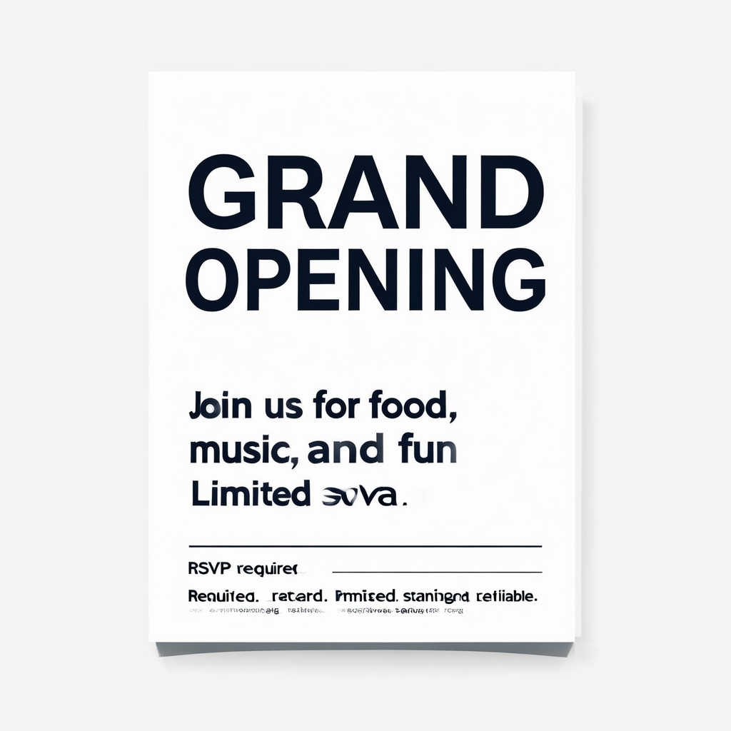 A flyer with large title 'GRAND OPENING', subtitle 'Join us 
