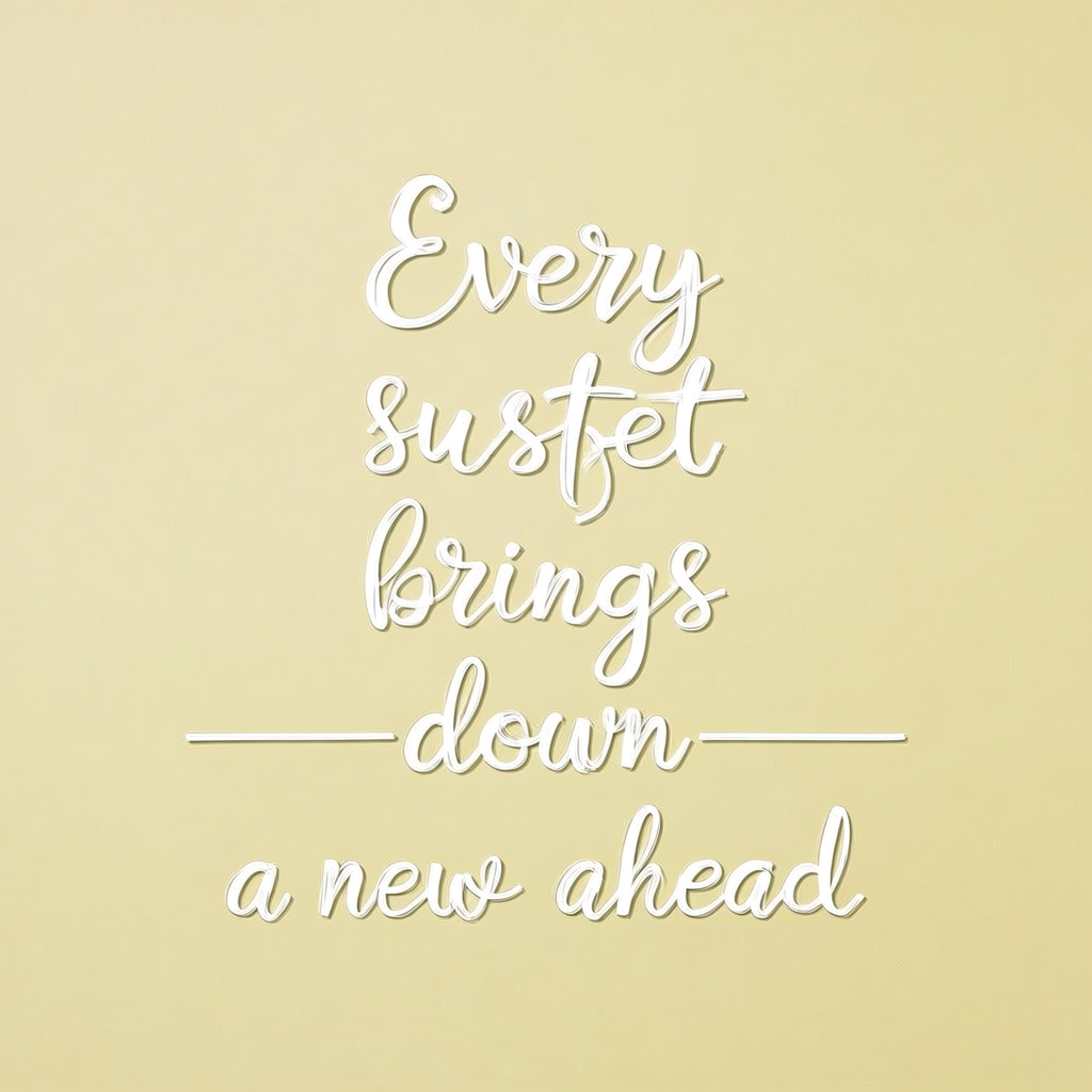 'Every sunset brings a new dawn ahead' written neatly on a p