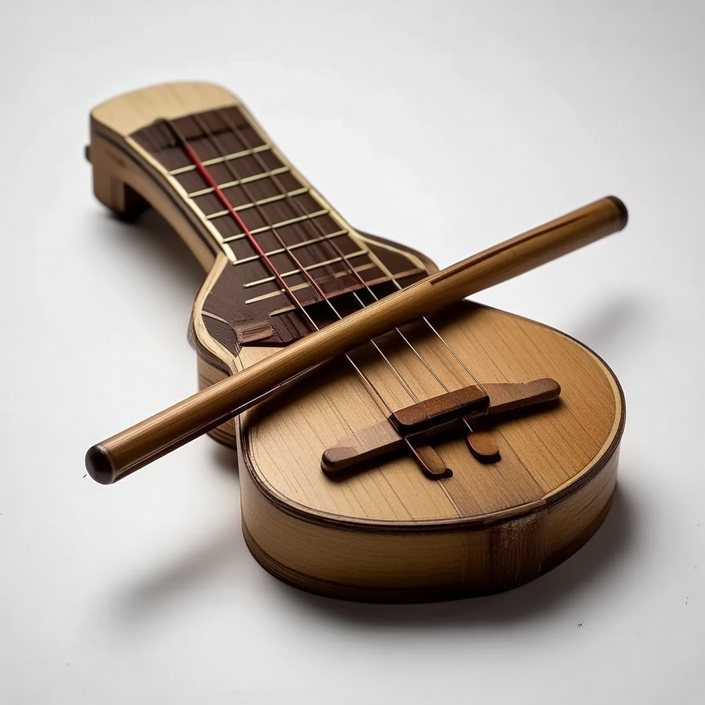 A traditional Japanese shamisen instrument with accurate thr