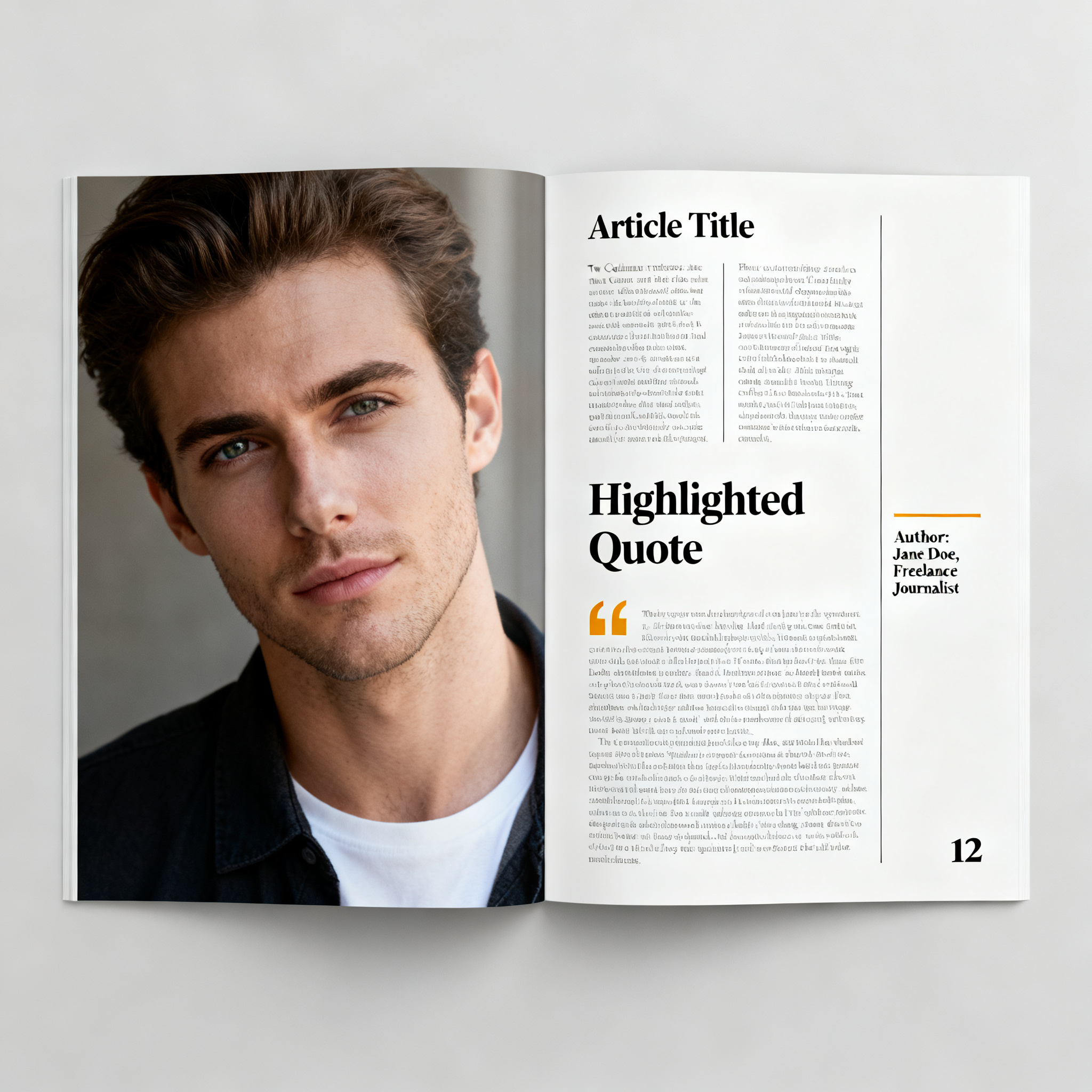 A magazine double-page spread with a left page containing a 
