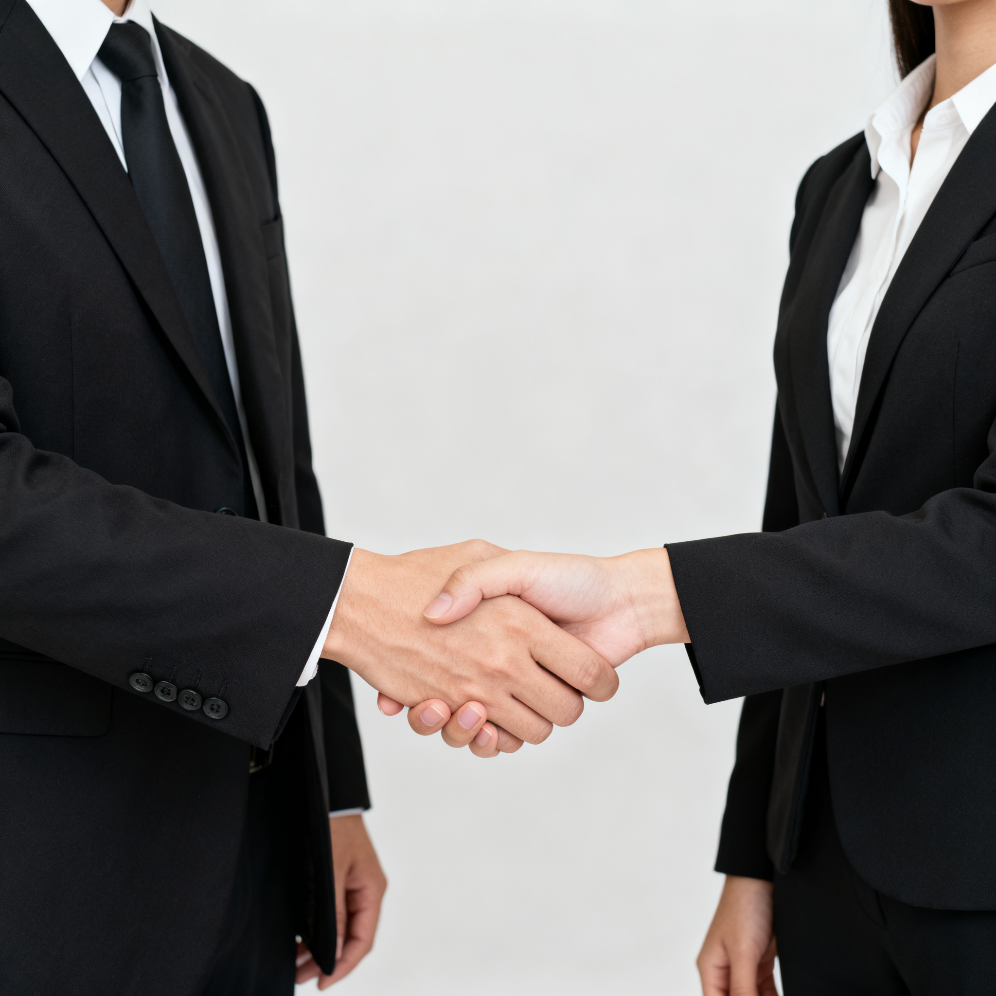 Two people shaking hands in a professional setting, all fing