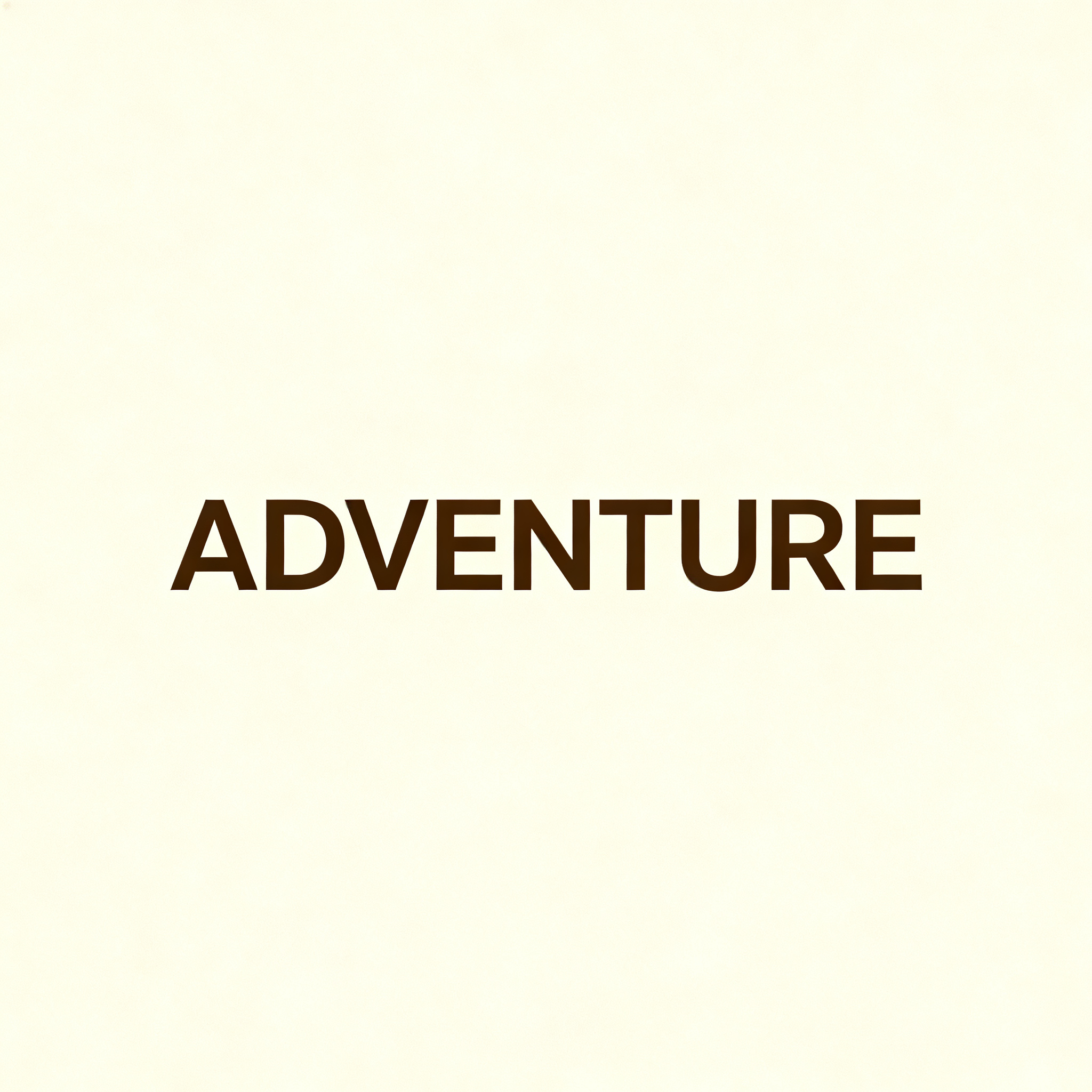 The word 'ADVENTURE' in big bold letters centered on a plain