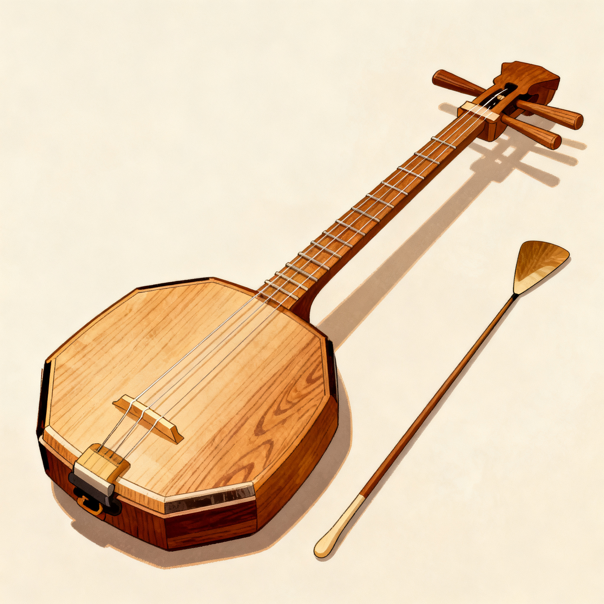 A traditional Japanese shamisen instrument with accurate thr