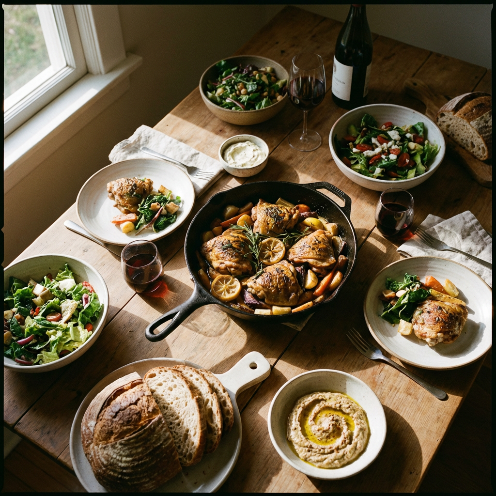 A food photograph shot from above at 35mm f/2.8 with natural