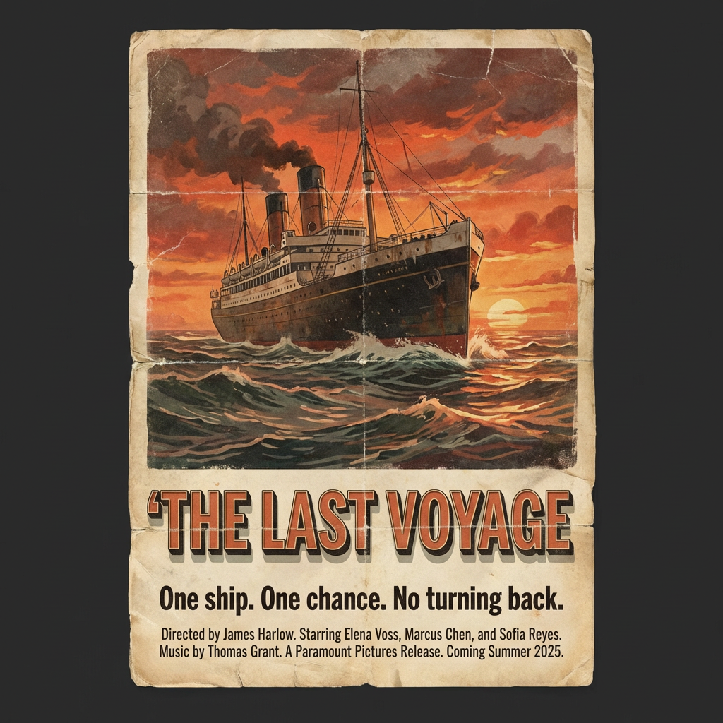 A vintage movie poster for 'THE LAST VOYAGE' featuring a tag