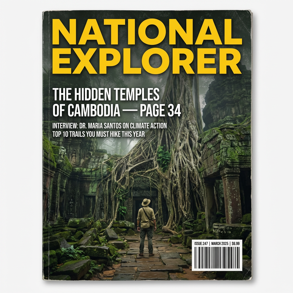 A magazine cover titled 'NATIONAL EXPLORER' with cover lines
