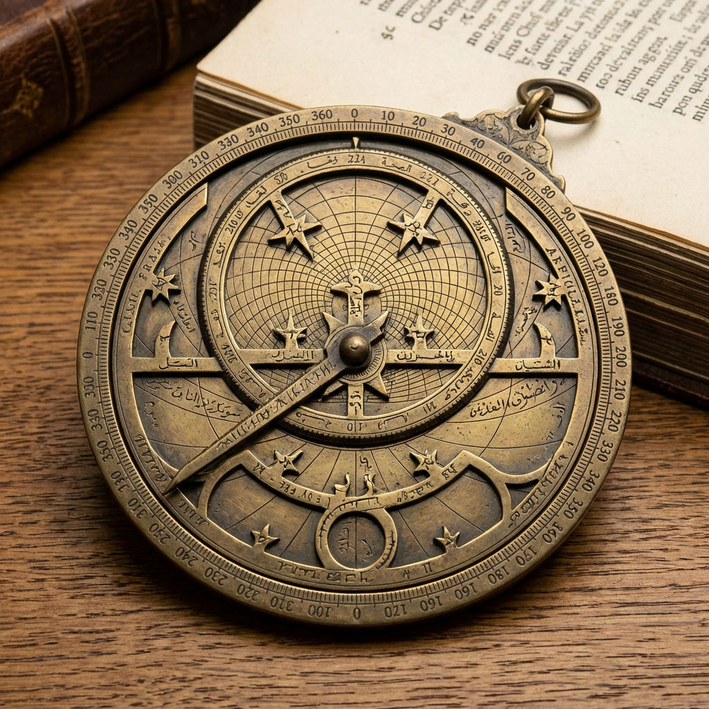 A medieval astrolabe with accurate rete, tympan, and engrave