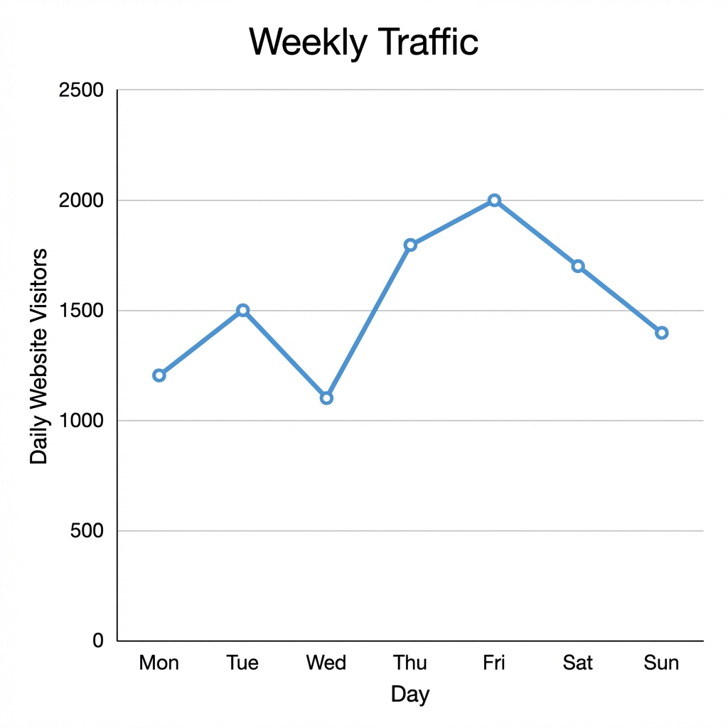 A simple line graph showing daily website visitors over one 
