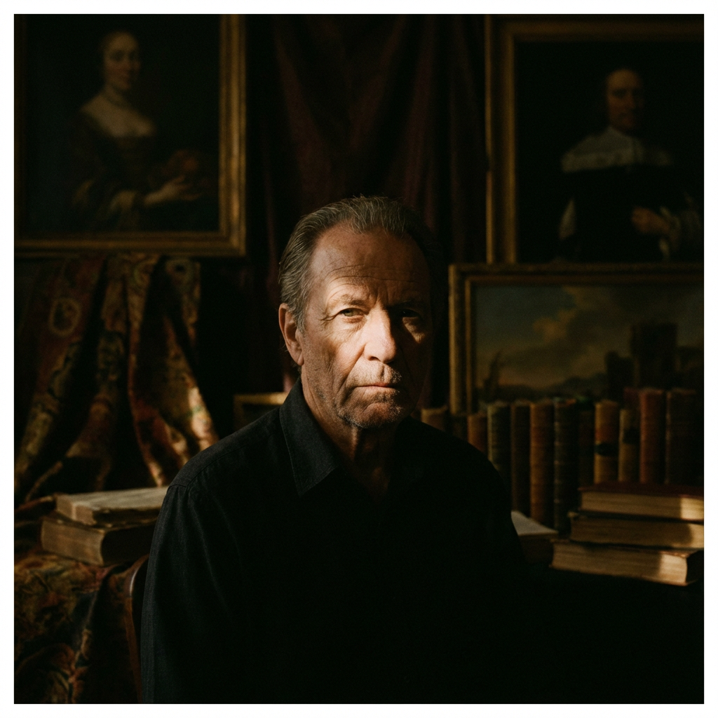 A portrait lit with classic Rembrandt lighting — triangle of