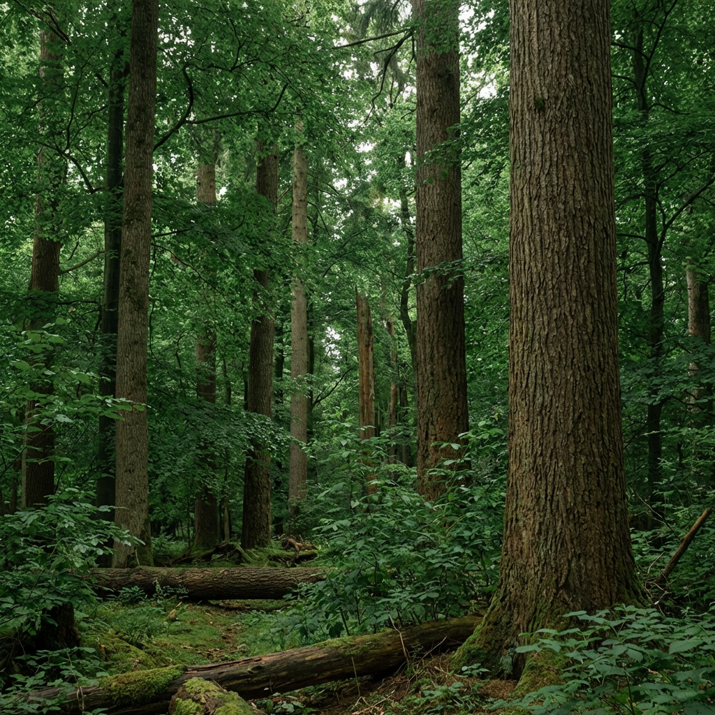 A forest scene where the foliage is precisely #2D5F2D (dark 