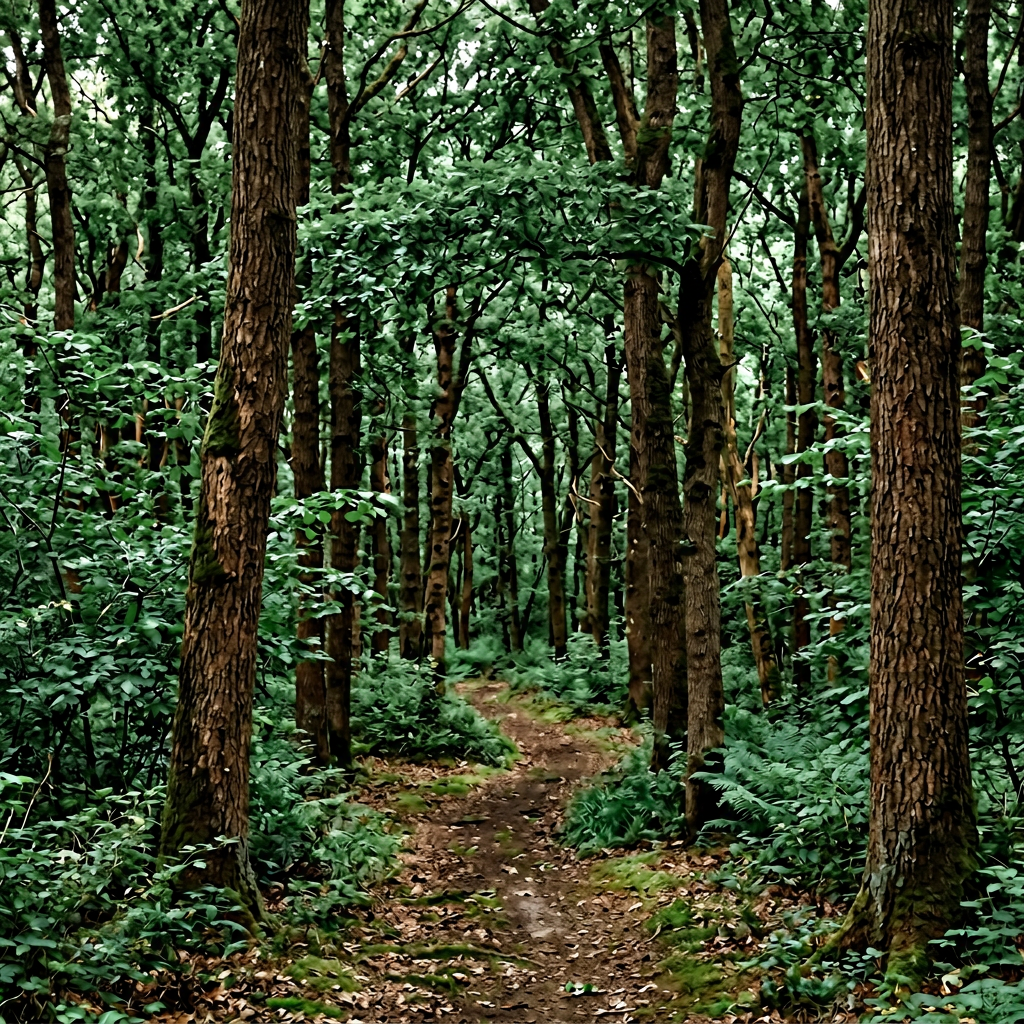 A forest scene where the foliage is precisely #2D5F2D (dark 