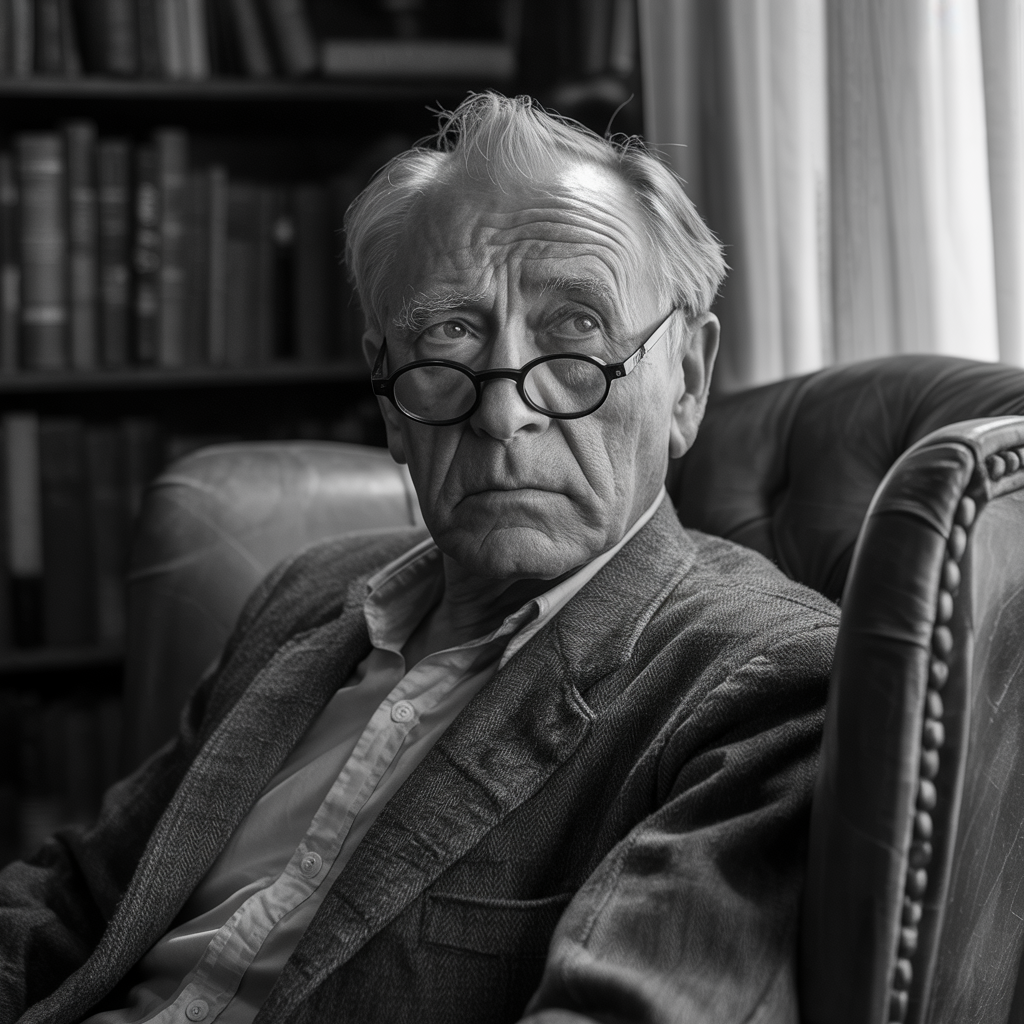 An elderly man in his 70s with age spots and thinning gray h