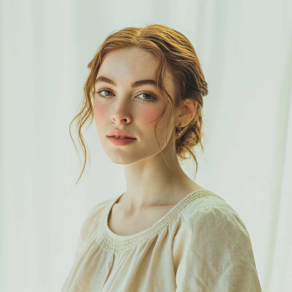 A high-key portrait of a person against a bright white backg