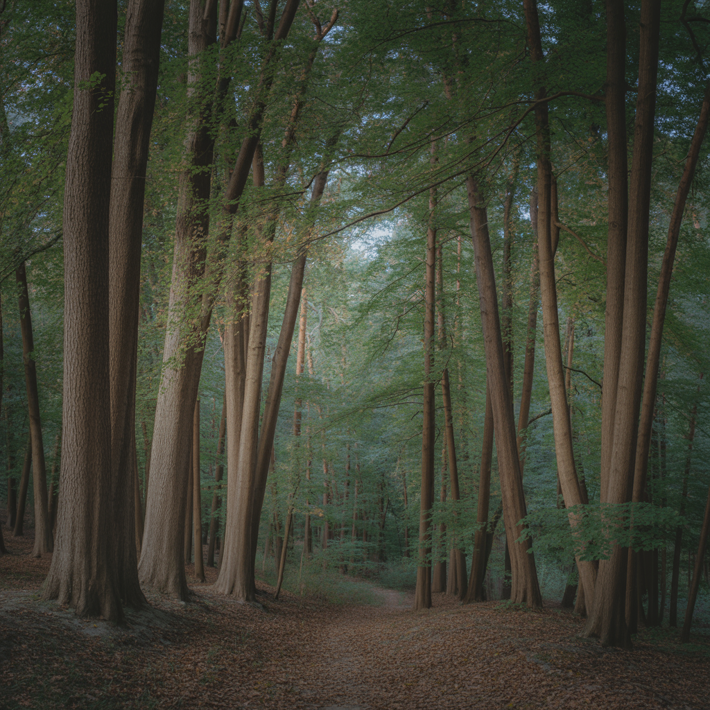 A forest scene where the foliage is precisely #2D5F2D (dark 