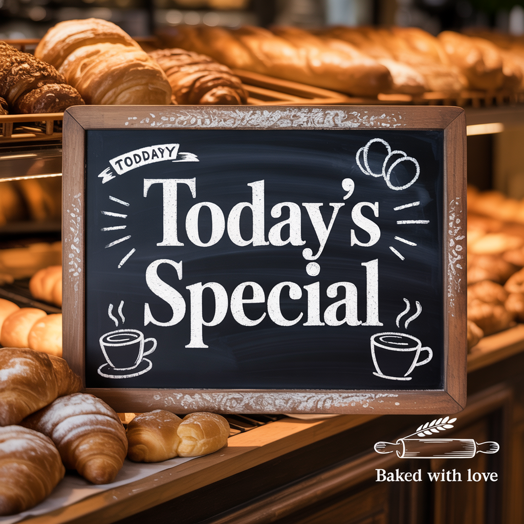 The phrase 'TODAY'S SPECIAL' written in white chalk on a dar