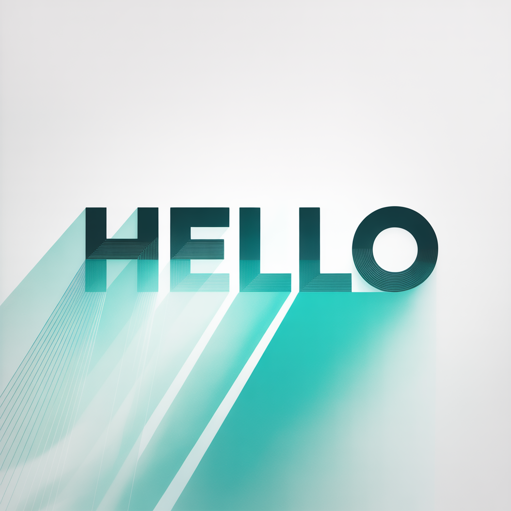 A single large word 'HELLO' centered on a white background