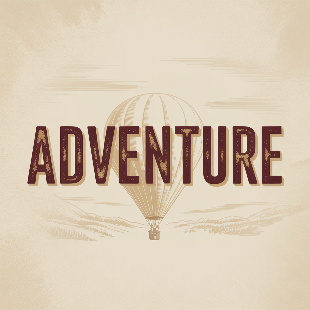 The word 'ADVENTURE' in big bold letters centered on a plain