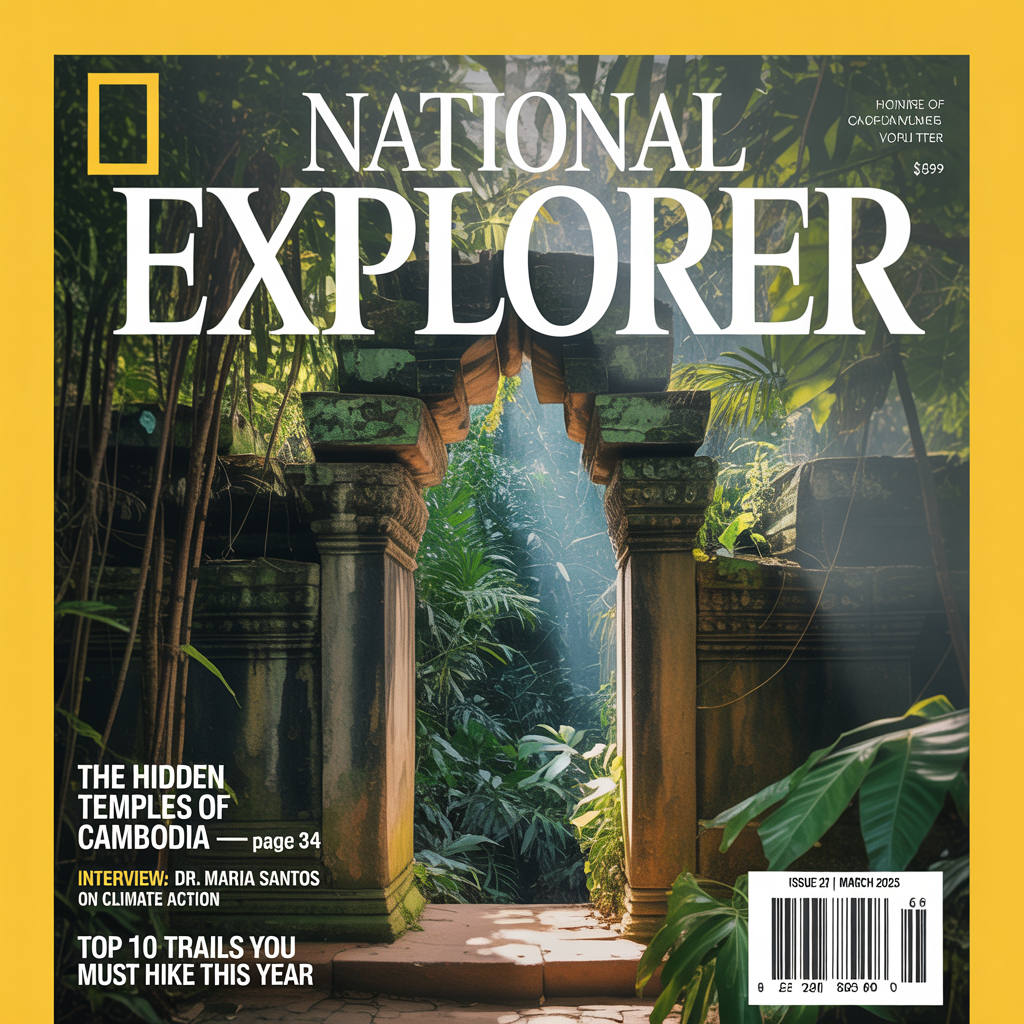 A magazine cover titled 'NATIONAL EXPLORER' with cover lines