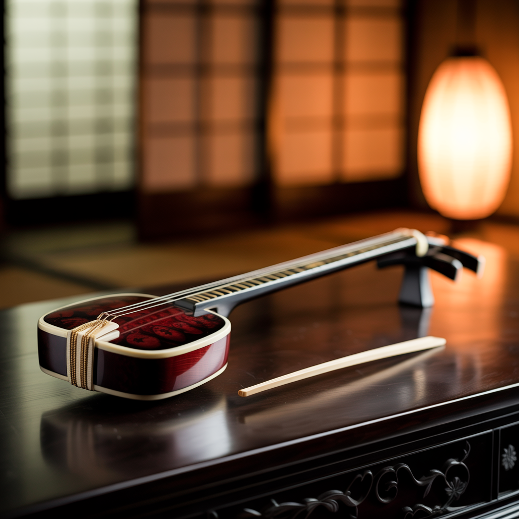 A traditional Japanese shamisen instrument with accurate thr