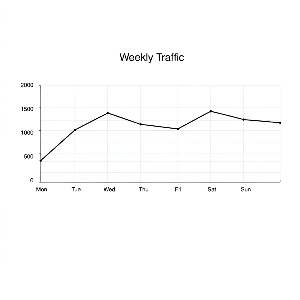 A simple line graph showing daily website visitors over one 