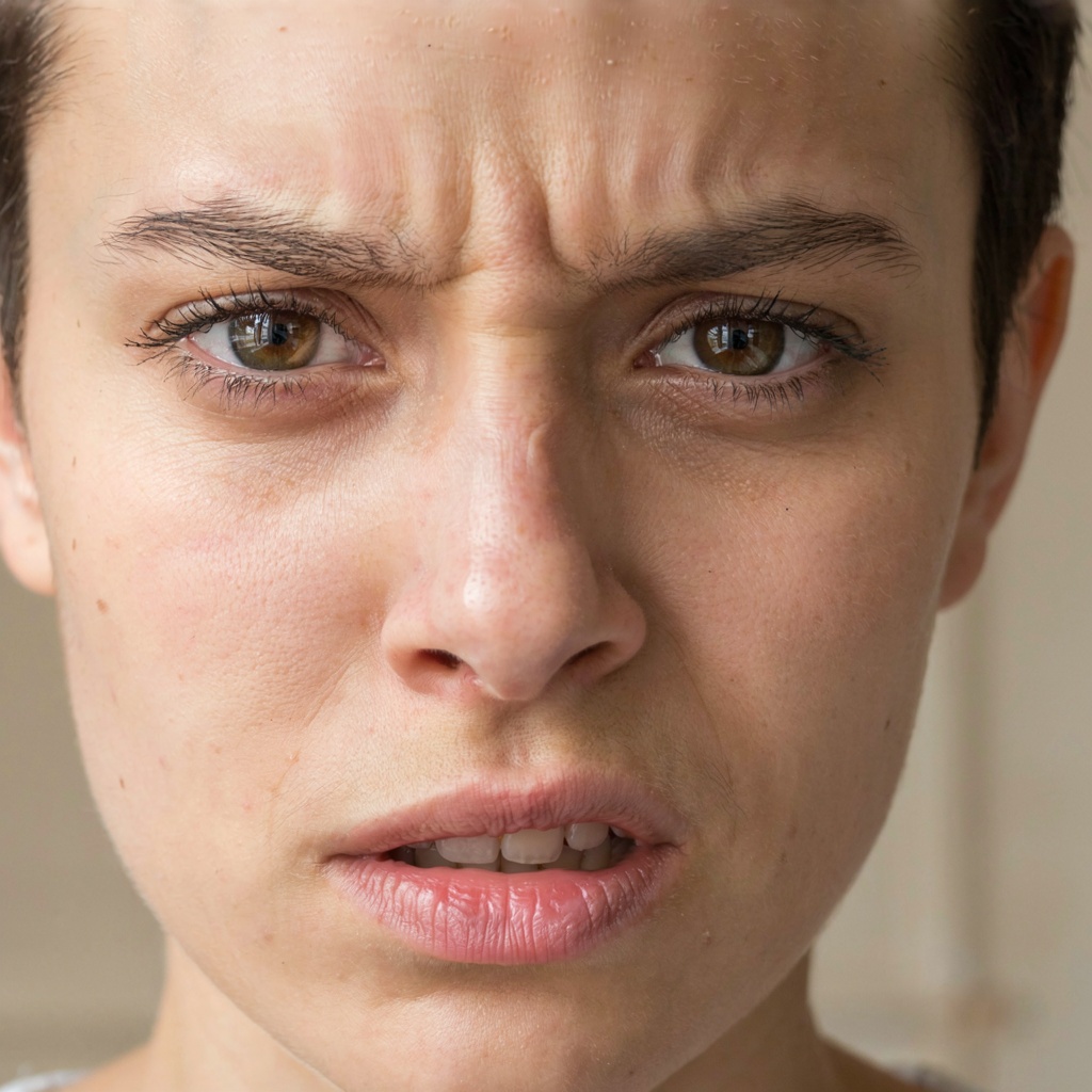 A close-up of a person's face showing clear disgust, nose wr